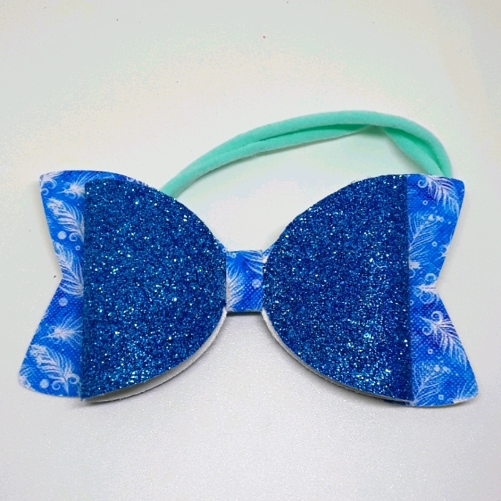 handmade blue bow headband